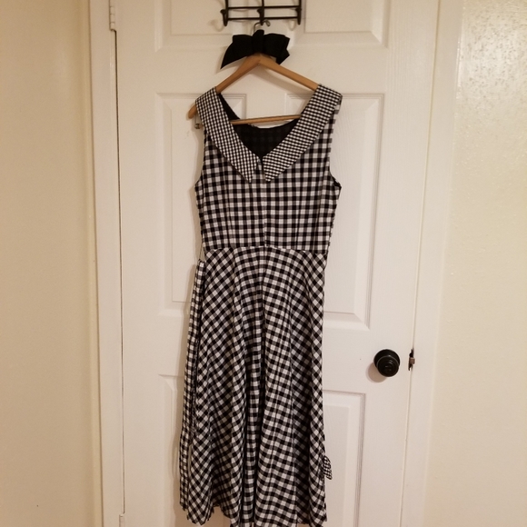 Last 1 Retro Style Gingham Check Sleeveless Dress - Picture 8 of 8